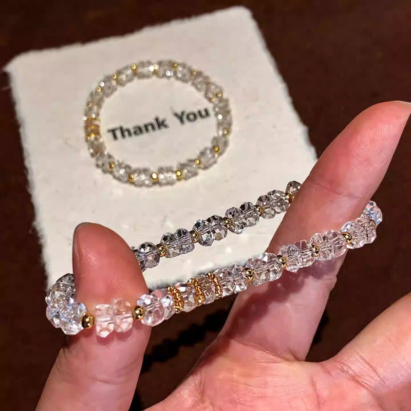 โจ Ice White Crystal Bracelet | Faceted Diamond-Cut 6mm | Purification & Clarity