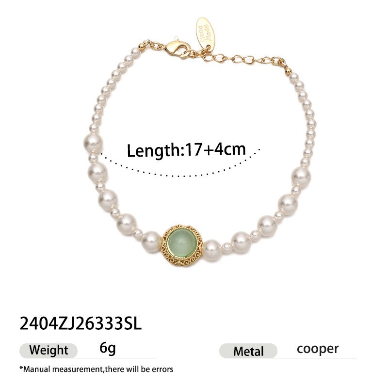 Vintage 18K Gold Plated Natural Freshwater Pearl Bracelet | Spring/Summer Quiet Luxury Chain & Pearl Stack