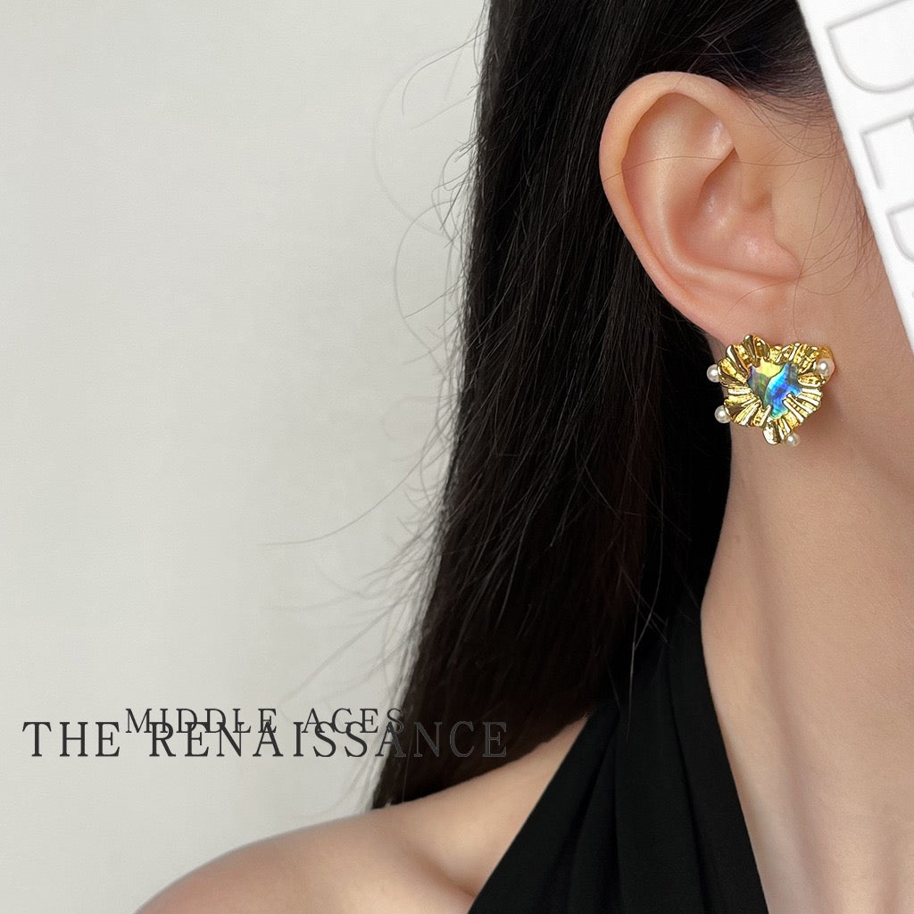 "Aurora Paua" Vintage Abalone Shell Earring Collection | French Retro Iridescent Mother of Pearl Studs & Drops