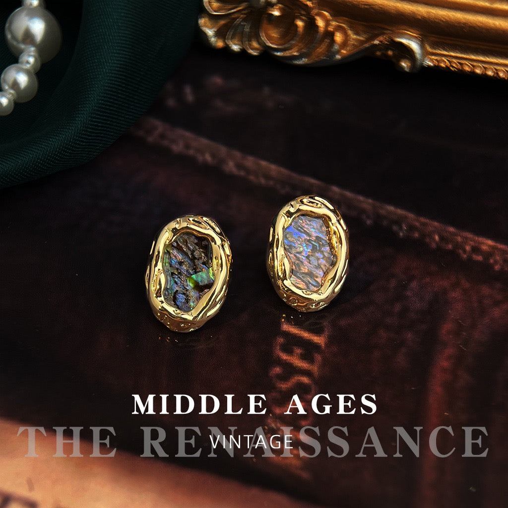 "Aurora Paua" Vintage Abalone Shell Earring Collection | French Retro Iridescent Mother of Pearl Studs & Drops