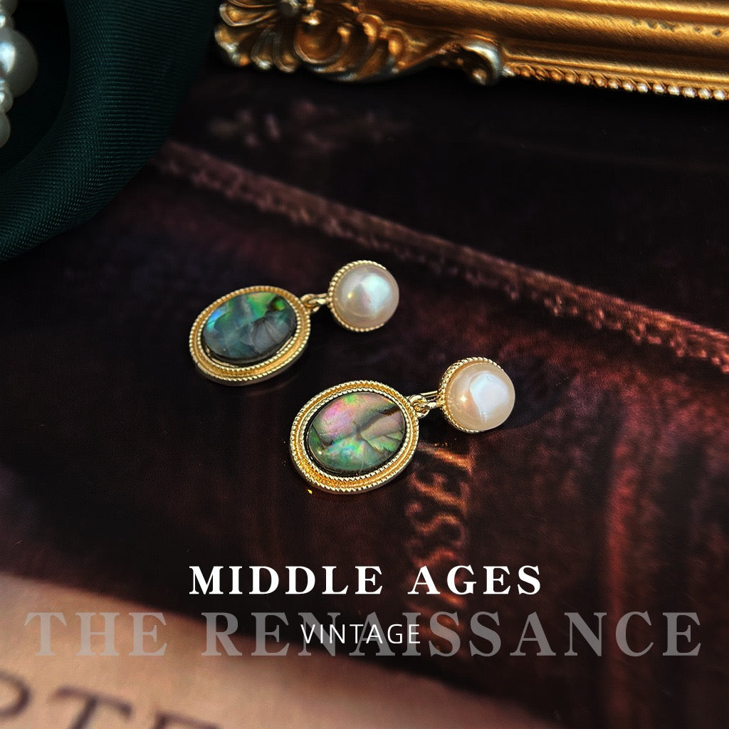 "Aurora Paua" Vintage Abalone Shell Earring Collection | French Retro Iridescent Mother of Pearl Studs & Drops