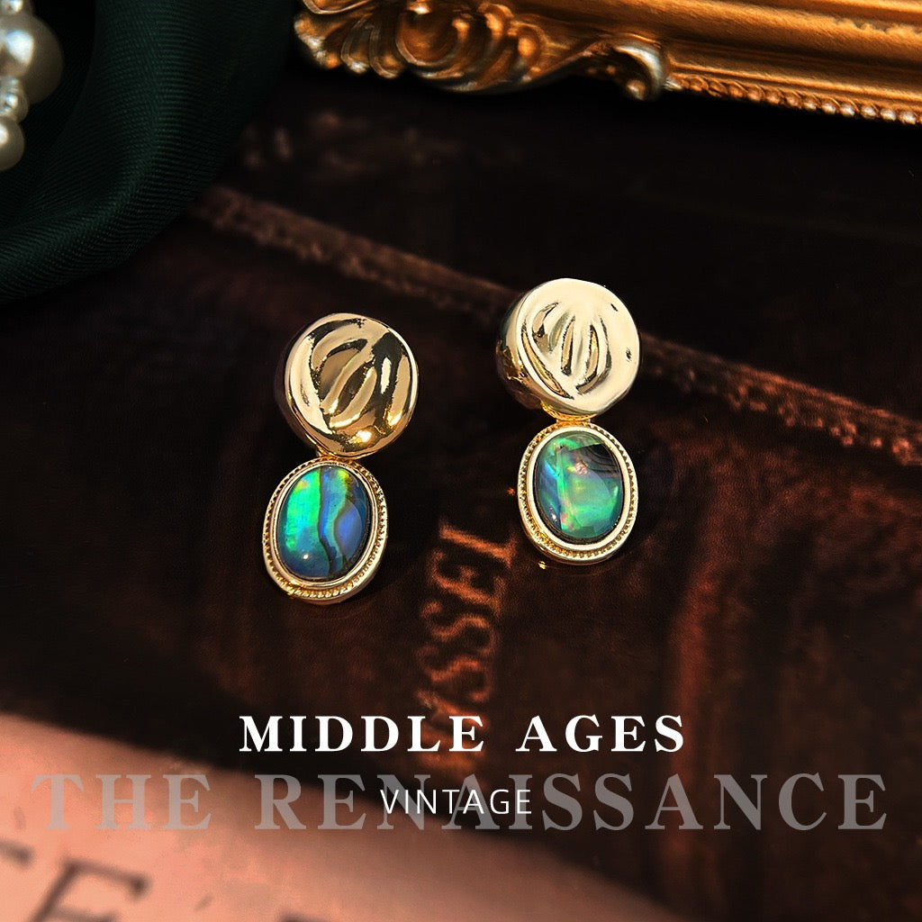 "Aurora Paua" Vintage Abalone Shell Earring Collection | French Retro Iridescent Mother of Pearl Studs & Drops
