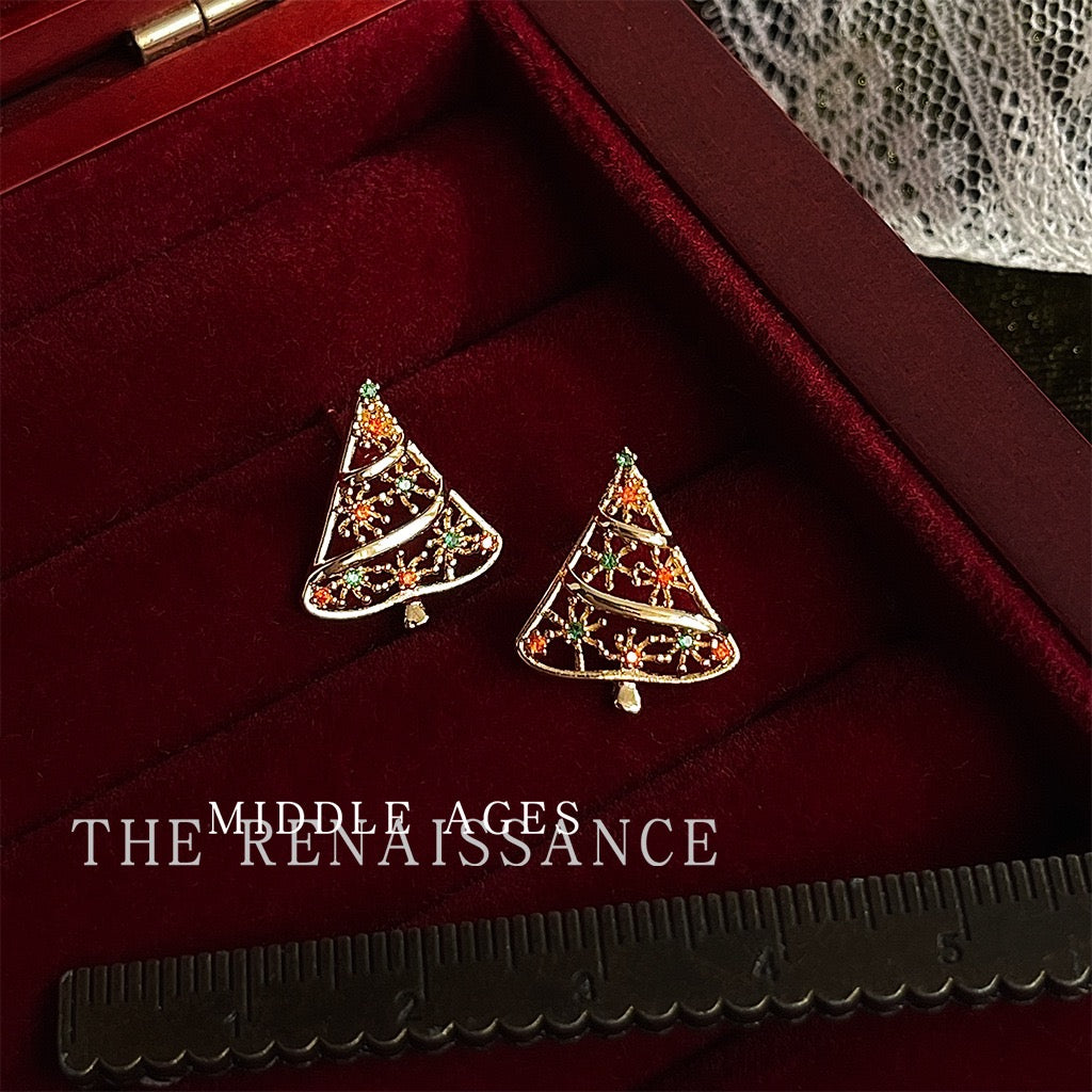 Christmas Edition Vintage Bowknot & Jingle Bell Drop Earrings | Festive Holiday Zircon Statement Jewelry