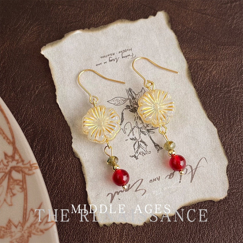 Vintage Czech Glass Floral Earring Collection | French Romantic Botanical Lampwork Studs & Drops