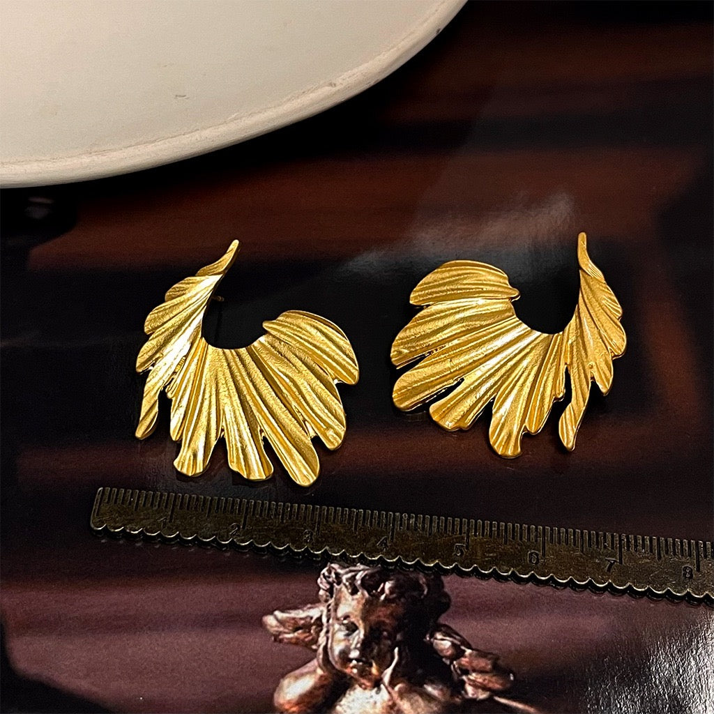 Vintage Sculptural Botanical Statement Earring Set | French Retro Chunky Floral 5-Piece Collection