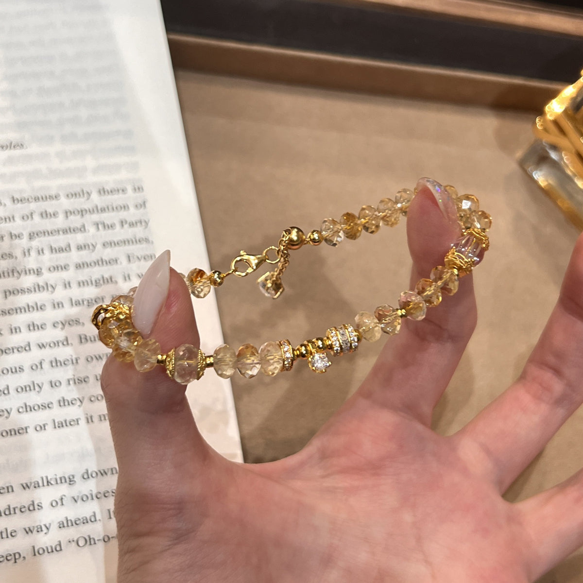 Warm Maillard Natural Citrine & S925 Gold Bracelet | Holiday & New Year Abundance Gift | Zircon Star Charm Gemstone Jewelry