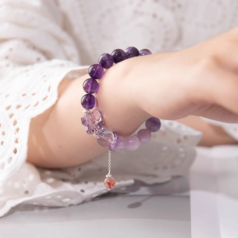 ๐ฅ Nine Purple Fire Crystal Bracelet | 7 Amethysts for Fame, Fortune & Success