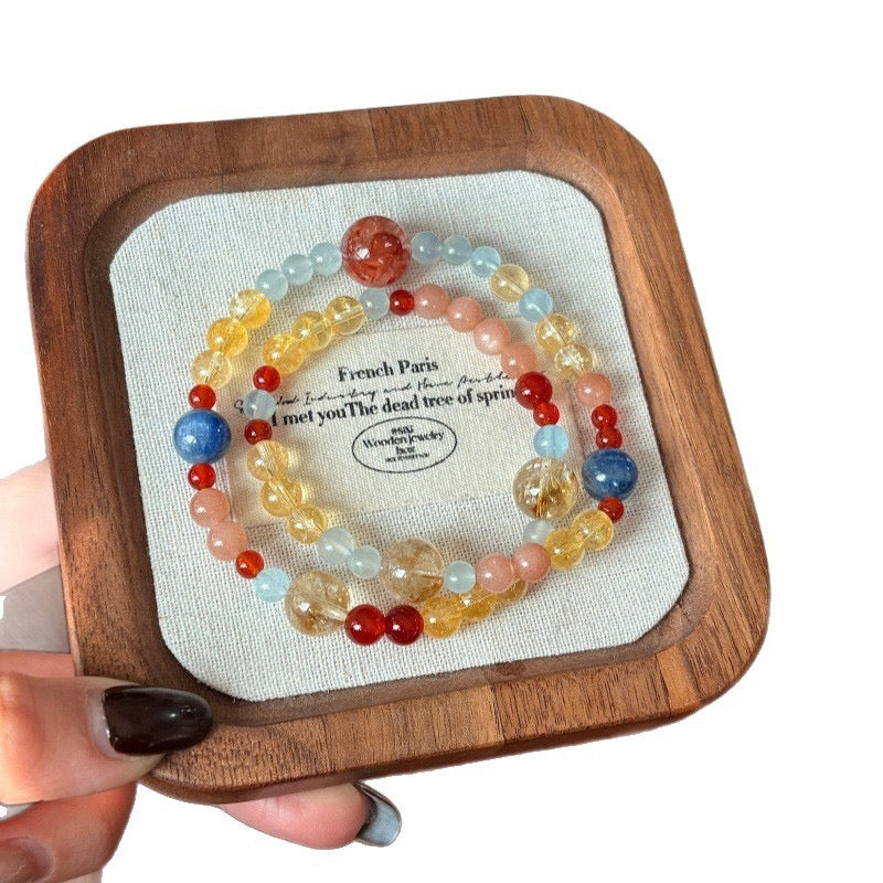 ✨ Double Loop Crystal Bracelet Set | Citrine · Kyanite · Red Agate · Aquamarine · Sunstone 4–12mm