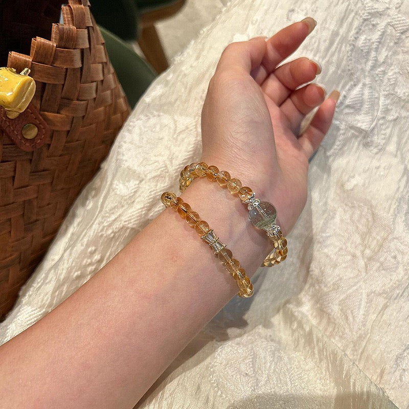 💛 Brazilian Citrine & Green Phantom Crystal Bracelet | The Ultimate Wealth Stone