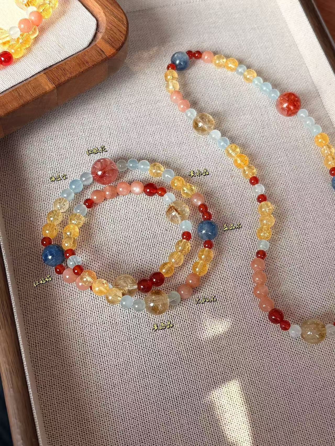 ✨ Double Loop Crystal Bracelet Set | Citrine · Kyanite · Red Agate · Aquamarine · Sunstone 4–12mm