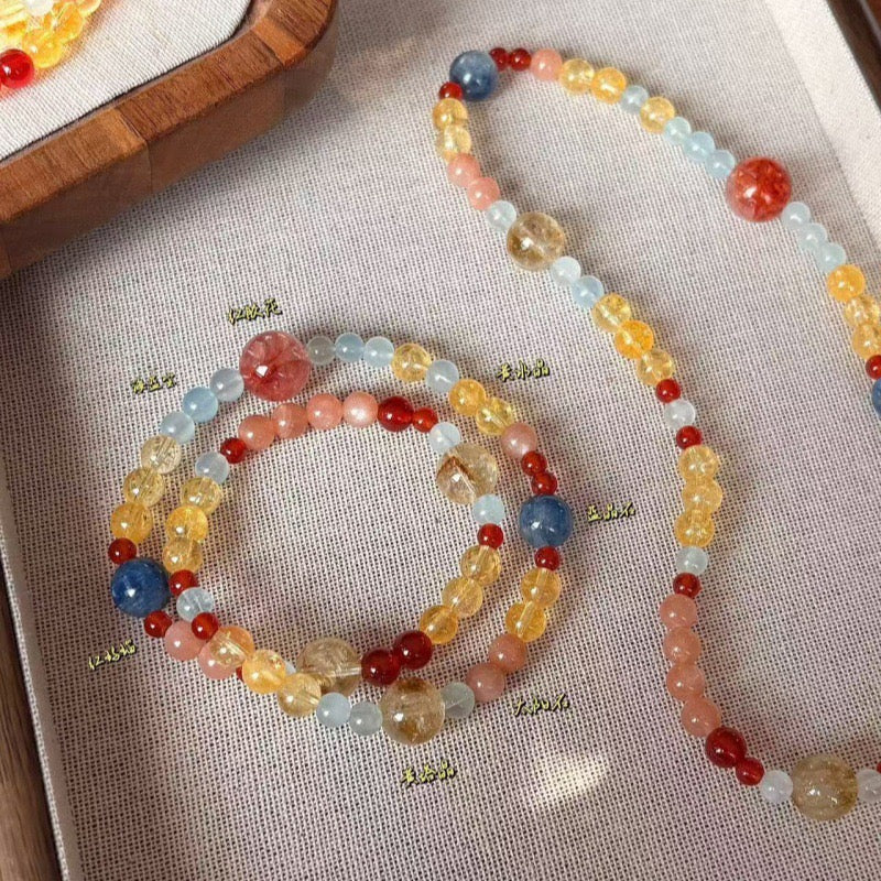 ✨ Double Loop Crystal Bracelet Set | Citrine · Kyanite · Red Agate · Aquamarine · Sunstone 4–12mm