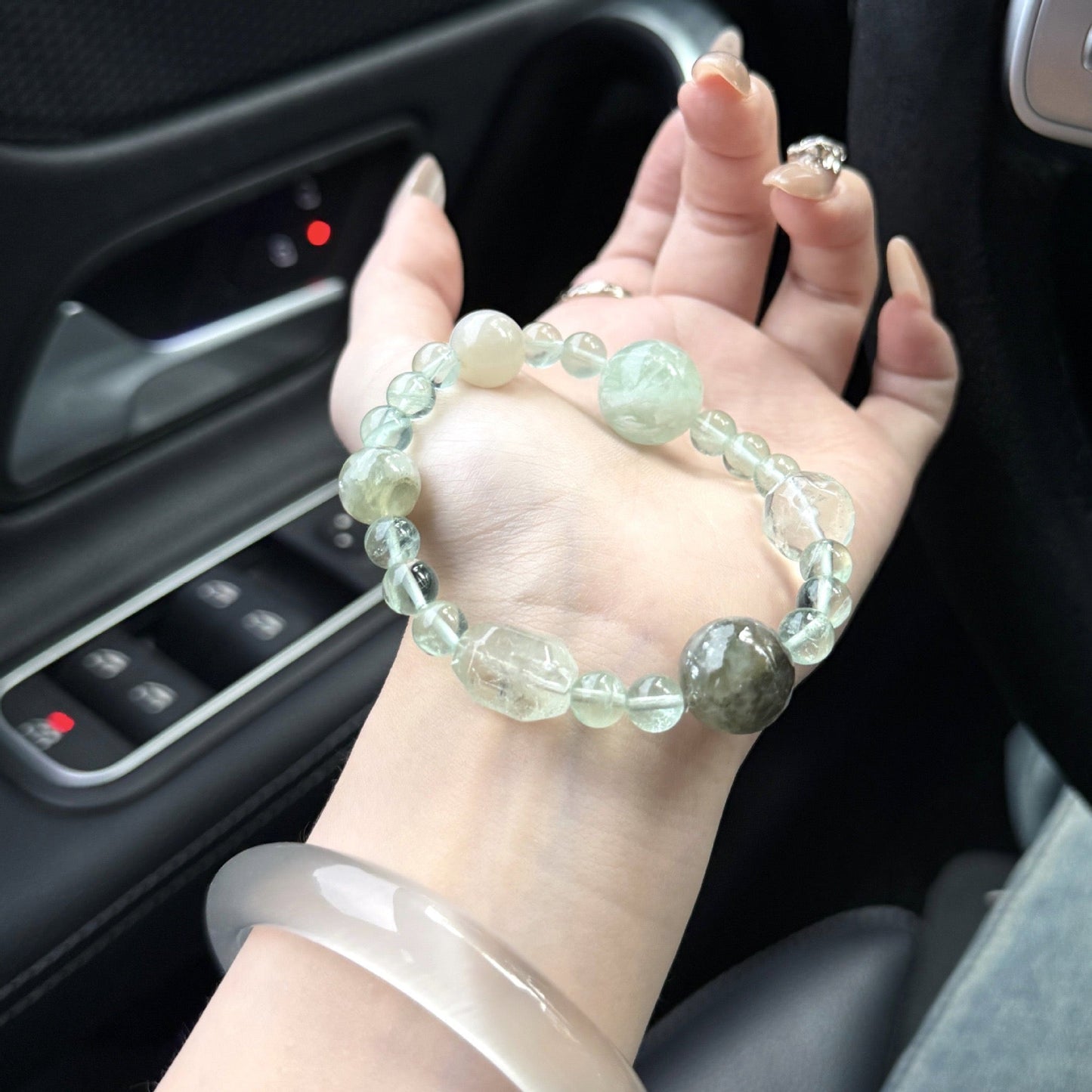 💚✨ Green Fluorite & Emerald Quartz Crystal Bracelet | Emotional Healing & Wealth
