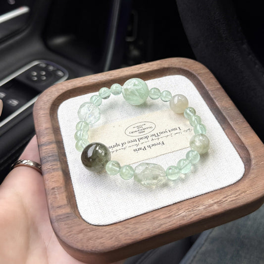 💚✨ Green Fluorite & Emerald Quartz Crystal Bracelet | Emotional Healing & Wealth