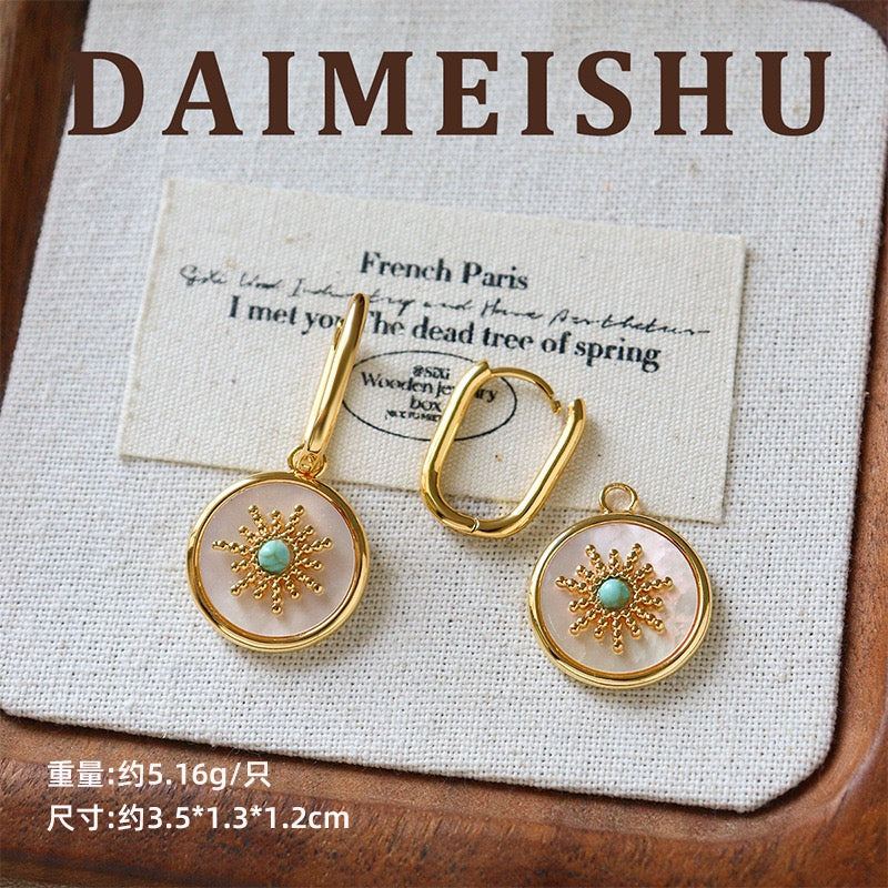 Vintage Baroque Turquoise Earrings | S925 Sterling Silver Post Hypoallergenic | Gold Studs & Drop Hoops