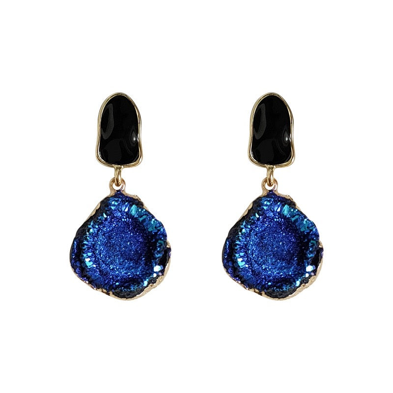 Blue Tears antique gold-tone crystalline drop earrings display
