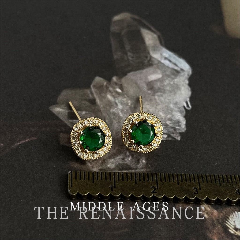 Vintage French Baroque Green Zircon Earring Collection | Palace Retro Emerald & Peridot Crystal Studs & Dangles