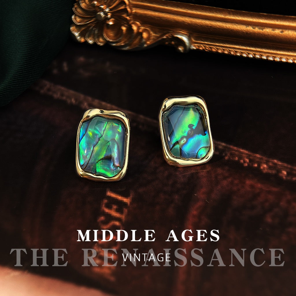 "Aurora Paua" Vintage Abalone Shell Earring Collection | French Retro Iridescent Mother of Pearl Studs & Drops