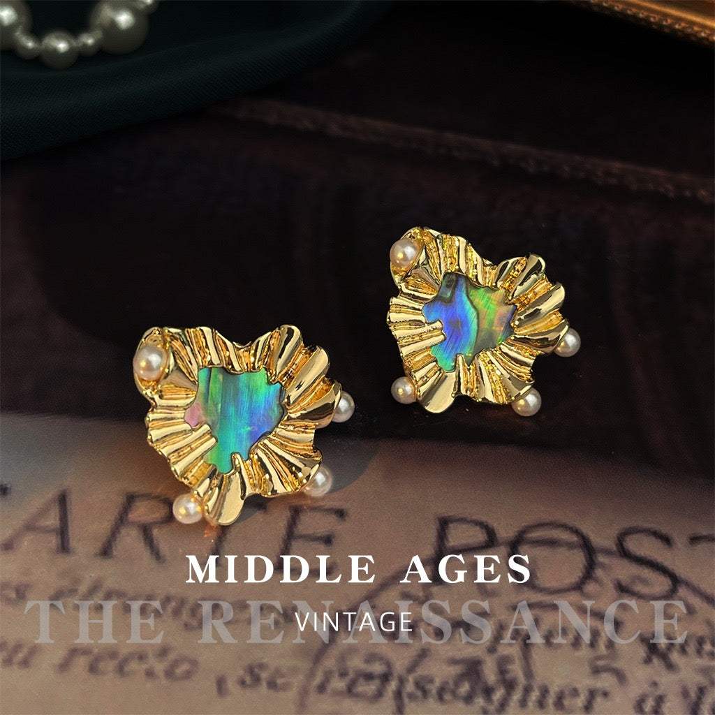 "Aurora Paua" Vintage Abalone Shell Earring Collection | French Retro Iridescent Mother of Pearl Studs & Drops