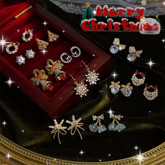 Festive holiday jewelry collection display with Christmas decor