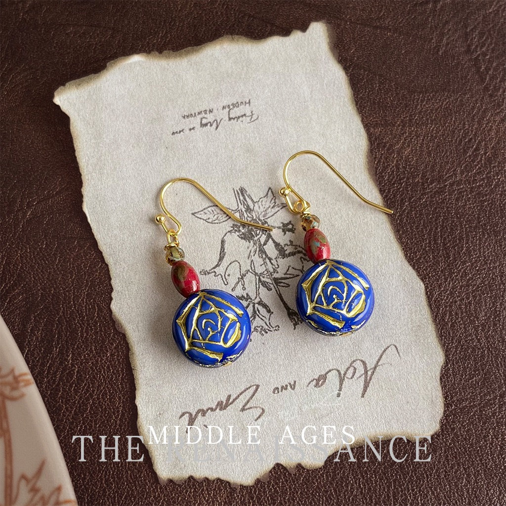 Vintage Czech Glass Floral Earring Collection | French Romantic Botanical Lampwork Studs & Drops