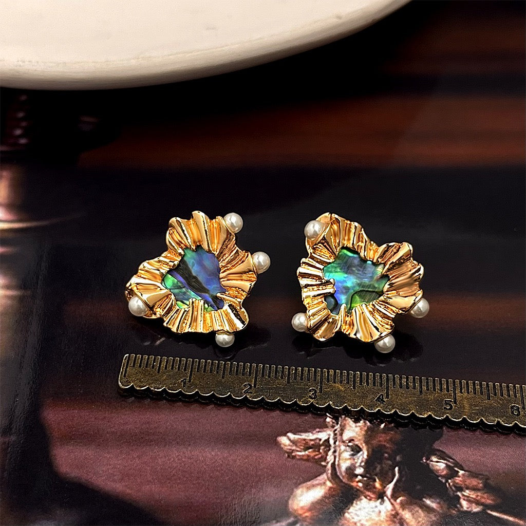 Vintage Sculptural Botanical Statement Earring Set | French Retro Chunky Floral 5-Piece Collection