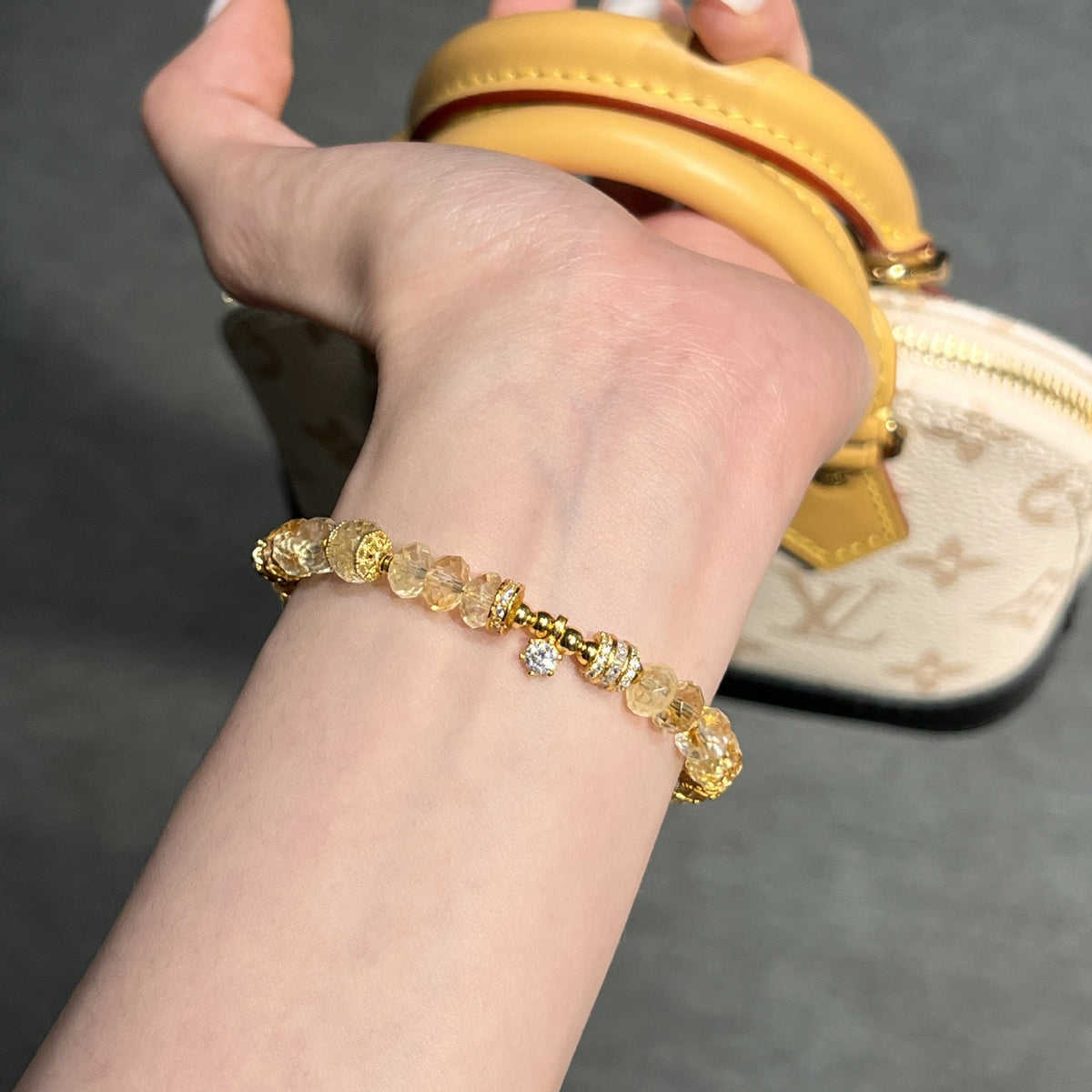 Warm Maillard Natural Citrine & S925 Gold Bracelet | Holiday & New Year Abundance Gift | Zircon Star Charm Gemstone Jewelry