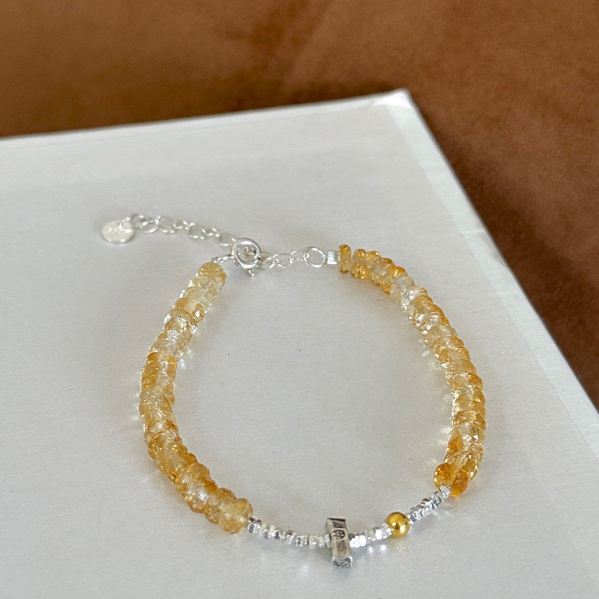 Natural Gradient Citrine & S925 Sterling Silver Bracelet | Holiday & New Year Abundance Gift | 'Golden Flow' Wealth Talisman