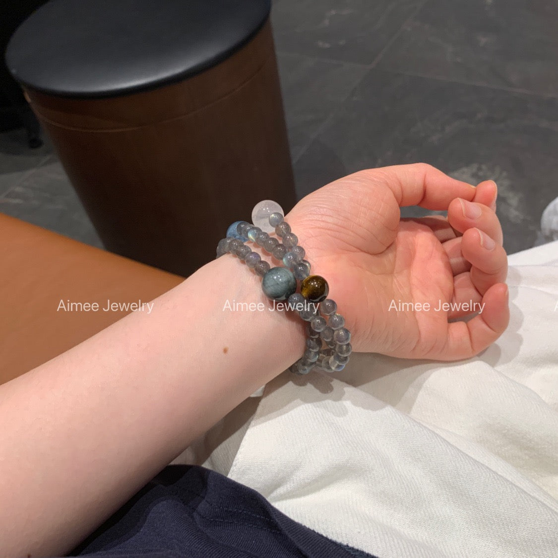 ✨ Gray Moonstone Multi-Crystal Bracelet & Necklace | 8 Healing Stones
