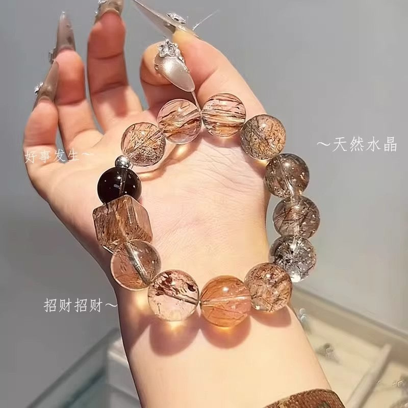 Black Gold Super Seven Crystal Bracelet 🖤✨ | Wealth & Confidence