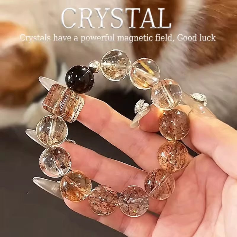 Black Gold Super Seven Crystal Bracelet 🖤✨ | Wealth & Confidence