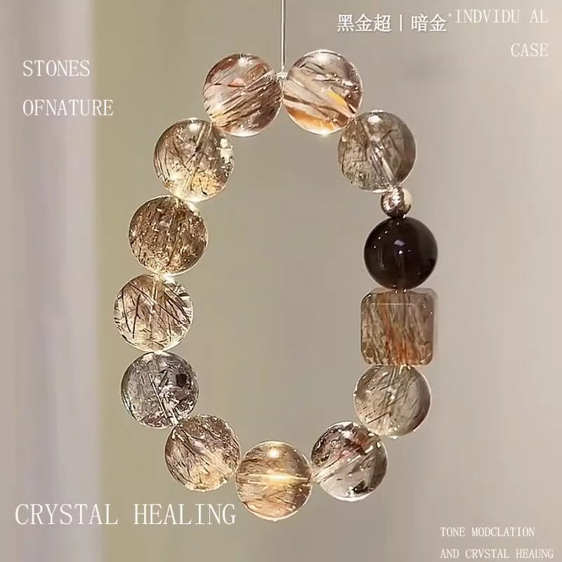 Black Gold Super Seven Crystal Bracelet 🖤✨ | Wealth & Confidence