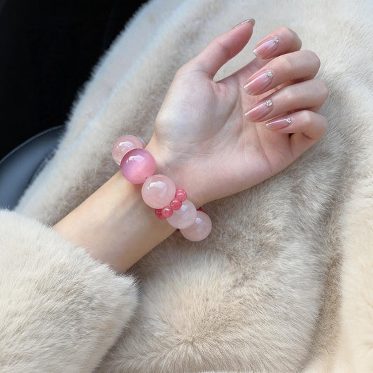 Rose Quartz Love & Light Crystal Bracelet 🌸💕 | 12-16mm Natural Gemstone