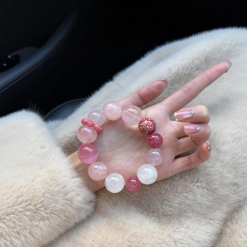 Rose Quartz Love & Light Crystal Bracelet 🌸💕 | 12-16mm Natural Gemstone